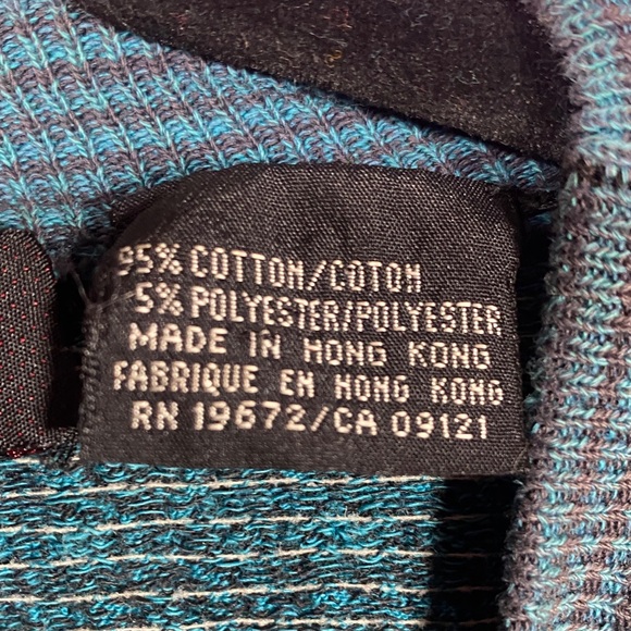 Jhane Barnes Men’s Large Vintage Teal Black Pattern Sweater 90s Knit Hong Kong - Picture 6 of 13